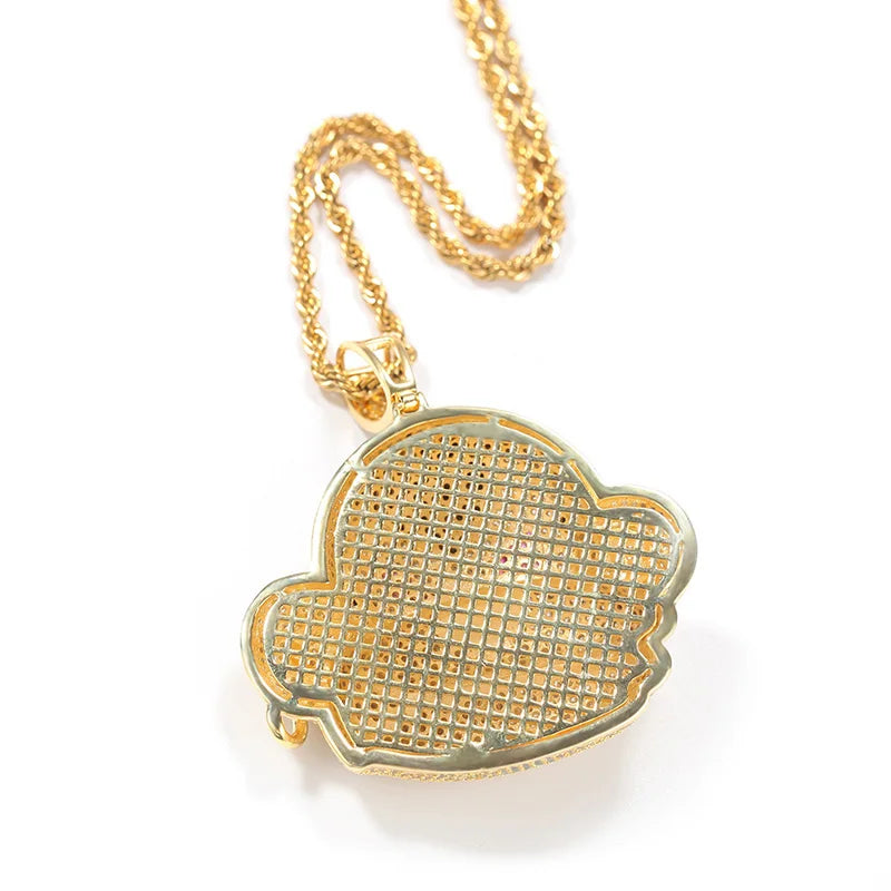 Hip hop garra configuração aaa + zircônia cúbica bling gelado gorila animal pingentes colares para homens rapper jóias transporte da gota