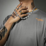 Iced out feijão de café strass punk miami cubano gargantilha colar pulseira declaração hip hop grande grosso grosso corrente colar