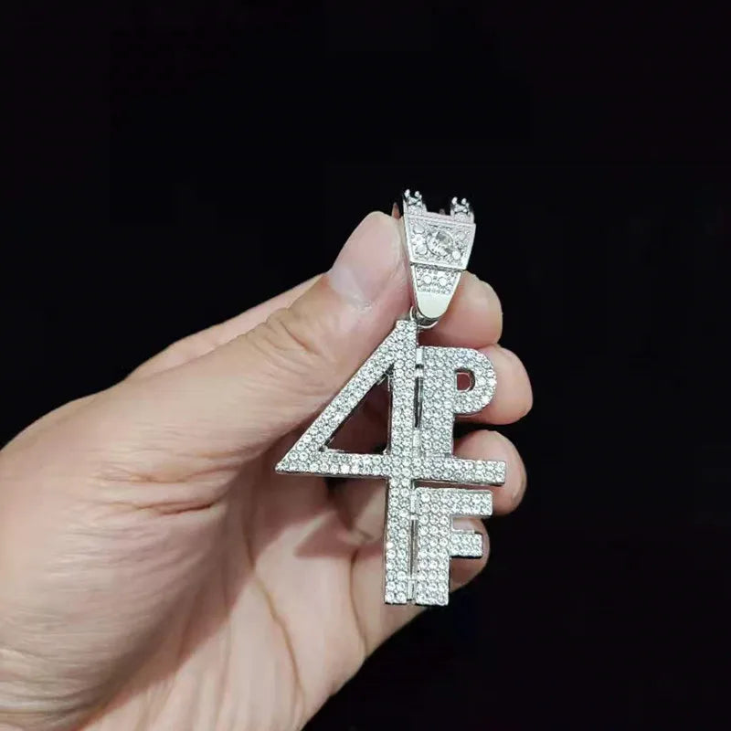 Masculino feminino hip hop 4pf carta pingente colar miami corrente cubana gelado para fora bling hiphop colares moda charme jóias