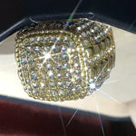 Huitan na moda hip hop rock anel masculino para festa luz cor de ouro completo bling gelado para fora cúbico micro pavimentado cz anéis presente jóias