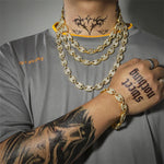 Iced out feijão de café strass punk miami cubano gargantilha colar pulseira declaração hip hop grande grosso grosso corrente colar