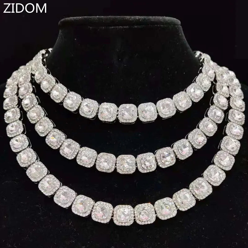 Iced Out Bling Hip Hop Colar de Corrente para Homens e Mulheres, Moda Charme Jóias, 12.5mm Largura Cadeia Quadrada