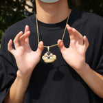 Hip hop garra configuração aaa + zircônia cúbica bling gelado gorila animal pingentes colares para homens rapper jóias transporte da gota