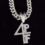 Masculino feminino hip hop 4pf carta pingente colar miami corrente cubana gelado para fora bling hiphop colares moda charme jóias