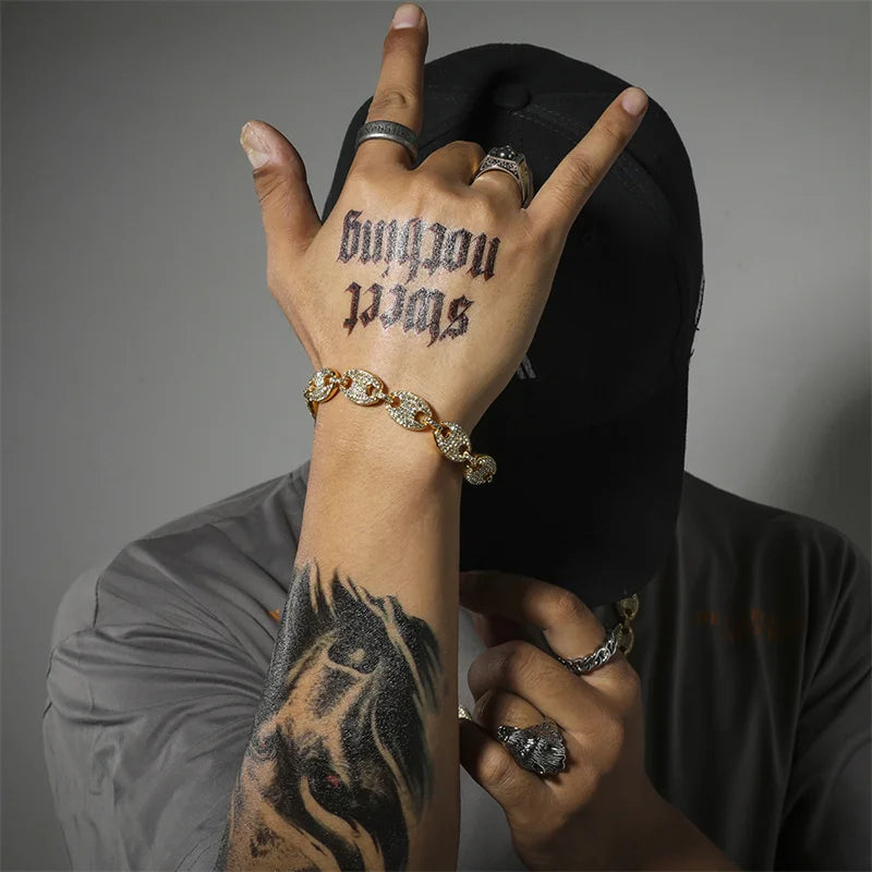 Iced out feijão de café strass punk miami cubano gargantilha colar pulseira declaração hip hop grande grosso grosso corrente colar