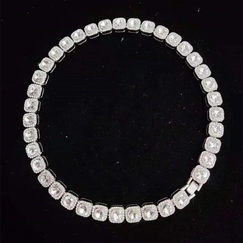 Iced Out Bling Hip Hop Colar de Corrente para Homens e Mulheres, Moda Charme Jóias, 12.5mm Largura Cadeia Quadrada