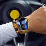 Ouro marca de luxo tendência legal relógio de pulso masculino tecnologia aço inoxidável moda relógio quartzo para homem 2024 relogio masculino