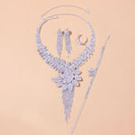 Stonefans luxo flores strass conjuntos de jóias de noiva para mulheres acessórios de natal colar pulseira brinco anel conjunto presente