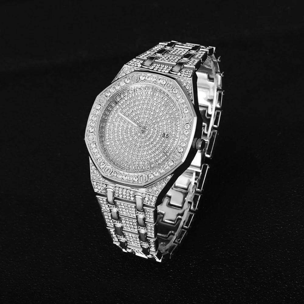 Conjunto Relógio Ice com Pulseira Cubana