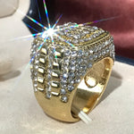 Huitan na moda hip hop rock anel masculino para festa luz cor de ouro completo bling gelado para fora cúbico micro pavimentado cz anéis presente jóias