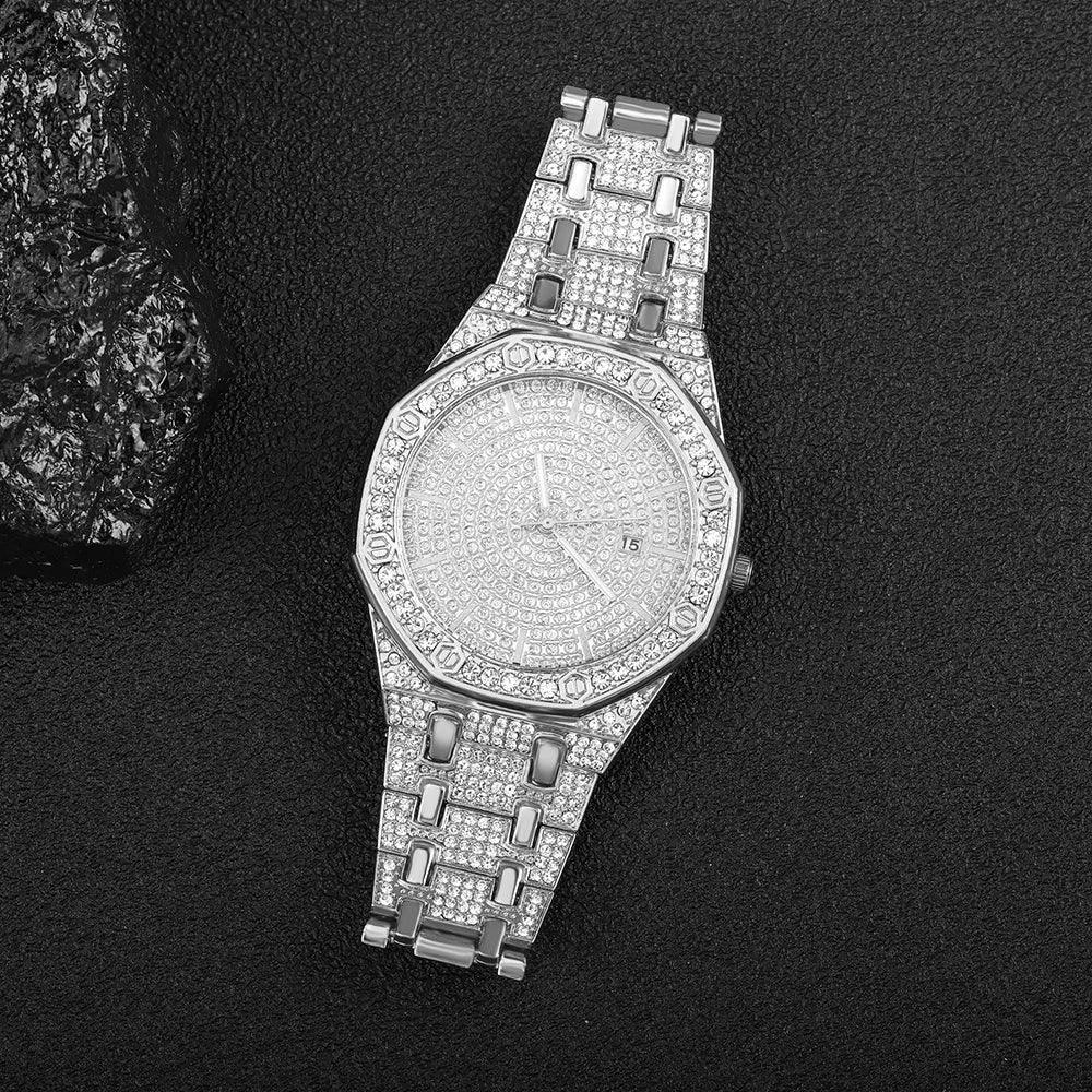 Conjunto Relógio Ice com Pulseira Cubana