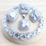 Conjuntos de joias de noiva femininas de zircônia roxa prata 925 joias finas de fantasia brincos de casamento anéis pulseiras colar com pingente