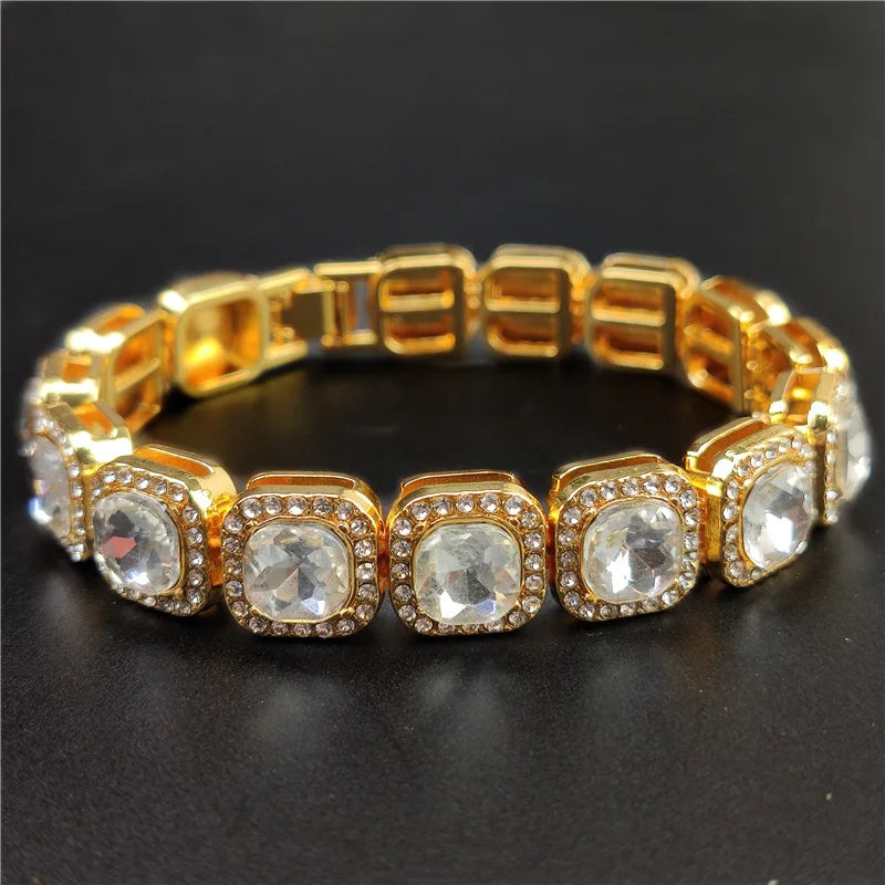 Iced Out Bling Hip Hop Colar de Corrente para Homens e Mulheres, Moda Charme Jóias, 12.5mm Largura Cadeia Quadrada