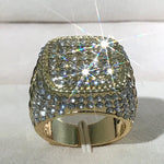 Huitan na moda hip hop rock anel masculino para festa luz cor de ouro completo bling gelado para fora cúbico micro pavimentado cz anéis presente jóias