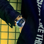 Ouro marca de luxo tendência legal relógio de pulso masculino tecnologia aço inoxidável moda relógio quartzo para homem 2024 relogio masculino