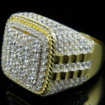 Huitan na moda hip hop rock anel masculino para festa luz cor de ouro completo bling gelado para fora cúbico micro pavimentado cz anéis presente jóias