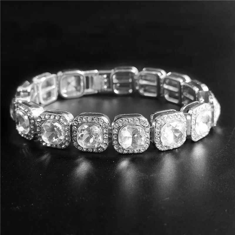 Iced Out Bling Hip Hop Colar de Corrente para Homens e Mulheres, Moda Charme Jóias, 12.5mm Largura Cadeia Quadrada