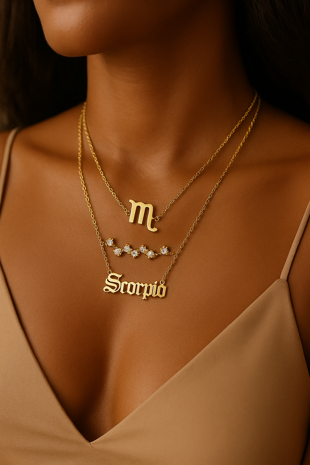 Colares Exclusivos do Zodíaco com Pingente - Conjunto 3 Peças