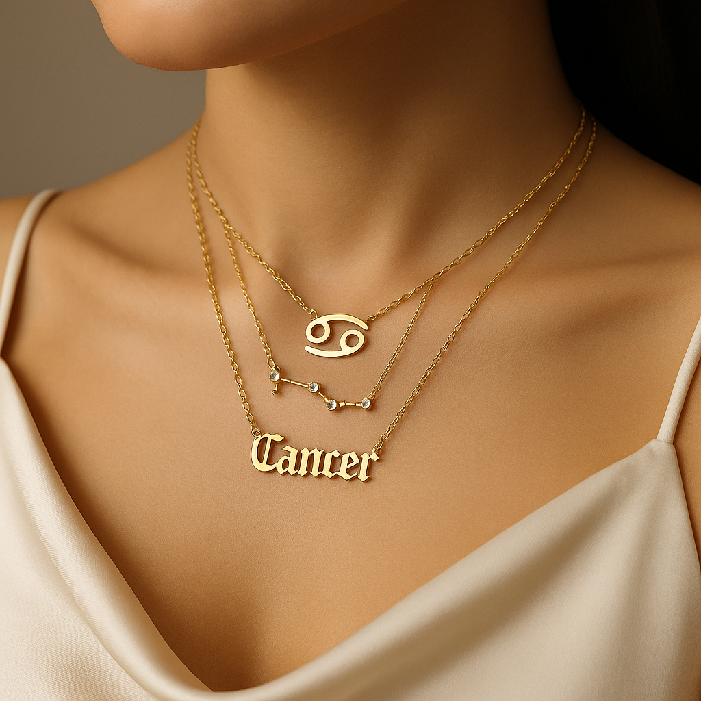 Colares Exclusivos do Zodíaco com Pingente - Conjunto 3 Peças