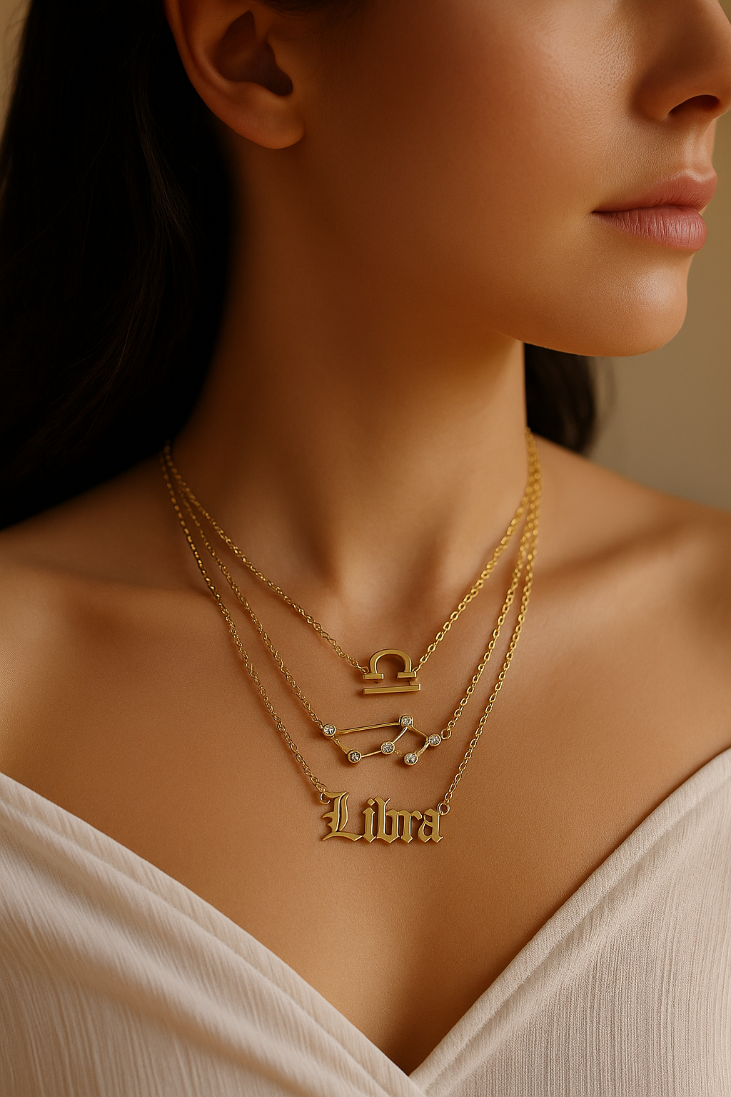 Colares Exclusivos do Zodíaco com Pingente - Conjunto 3 Peças