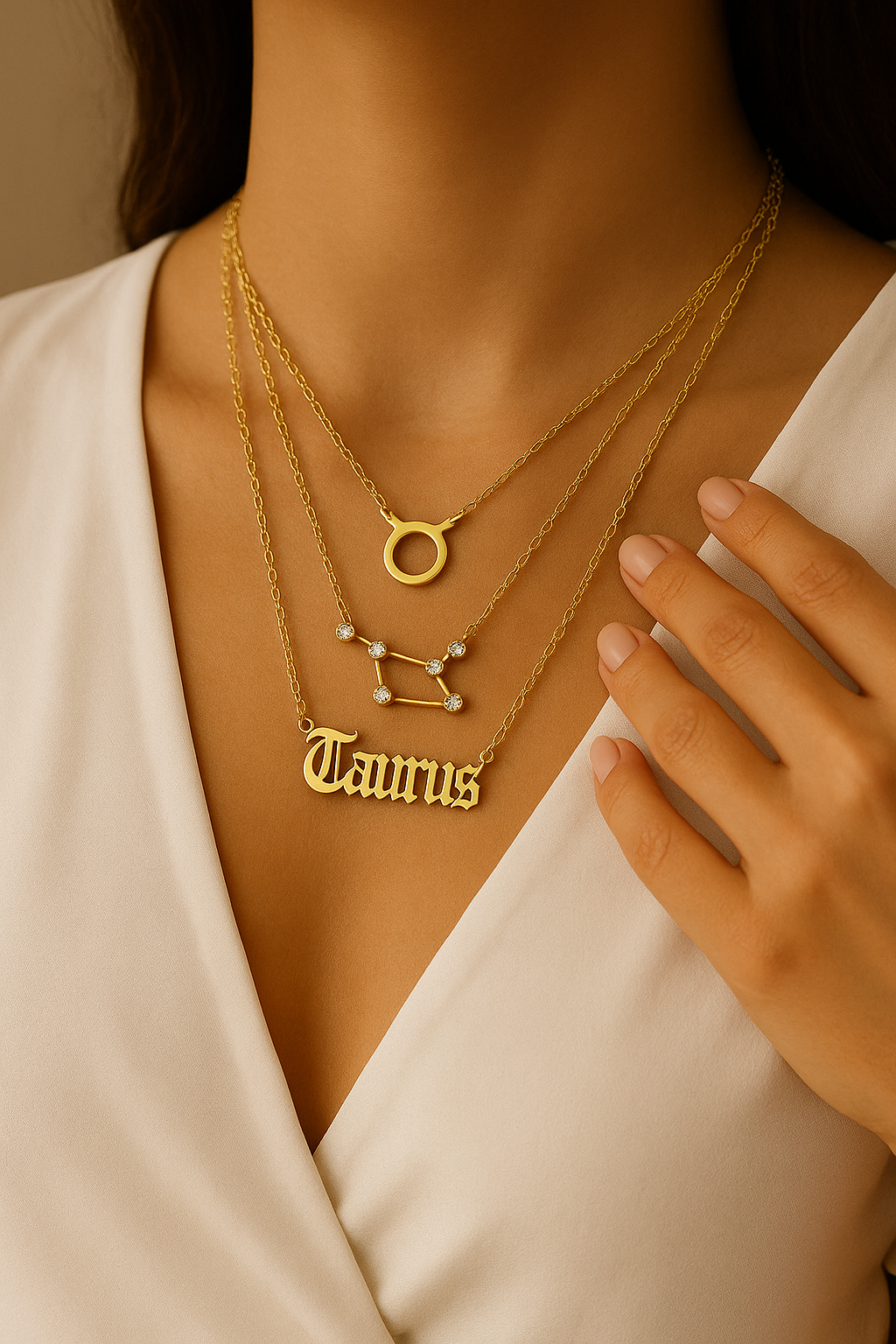 Colares Exclusivos do Zodíaco com Pingente - Conjunto 3 Peças