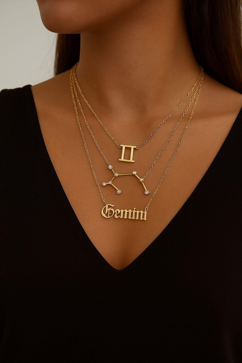 Colares Exclusivos do Zodíaco com Pingente - Conjunto 3 Peças