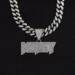 Colar com pingente de letra de dinheiro de hip-hop gelado - corrente grande de strass de liga, joias de declaração em negrito
