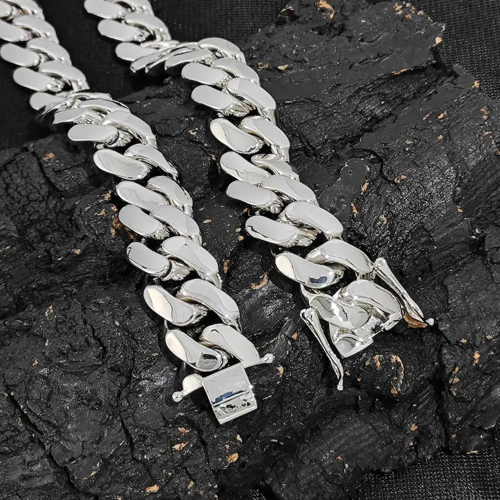 Atacado hip hop jóias 22mm latão cubana corrente luxo 18k banhado a ouro grande pesado sólido miami cubano colar para homem