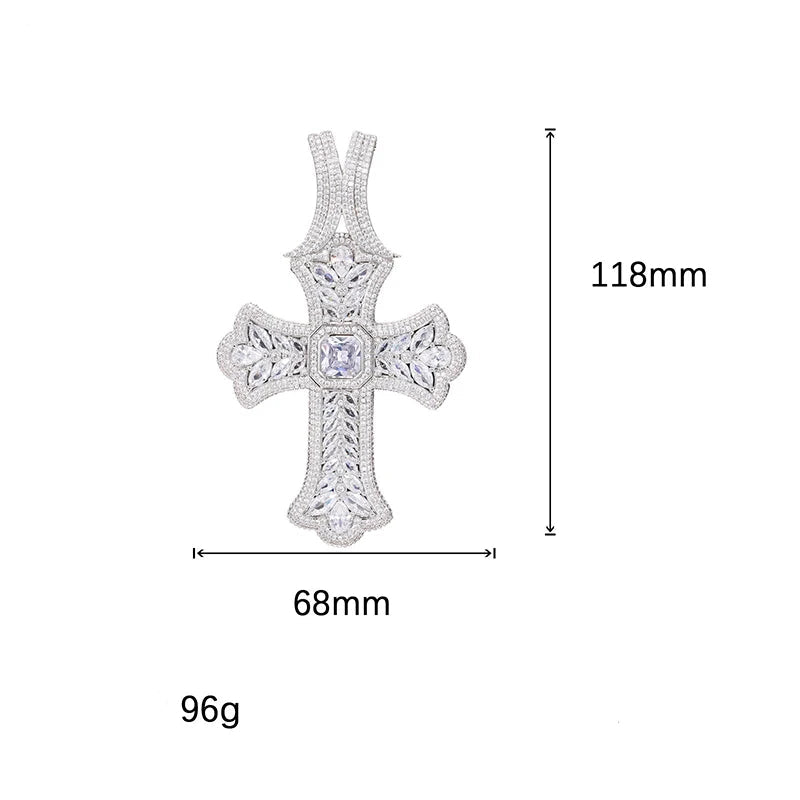 Hip hop 5a + cz pedra pavimentada bling gelo fora grande cruz pingentes colares para homens rapper jóias ouro prata cor transporte da gota
