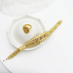 Conjunto de Jóias Banhado a Ouro Dubai para Mulheres, Design de Luxo, Colar Spike, Brincos, Pulseira, Anel, Festa de Casamento, Alta Qualidade