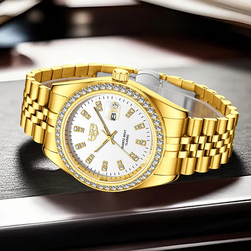 Relógio Masculino Design Criativo com Brilhante