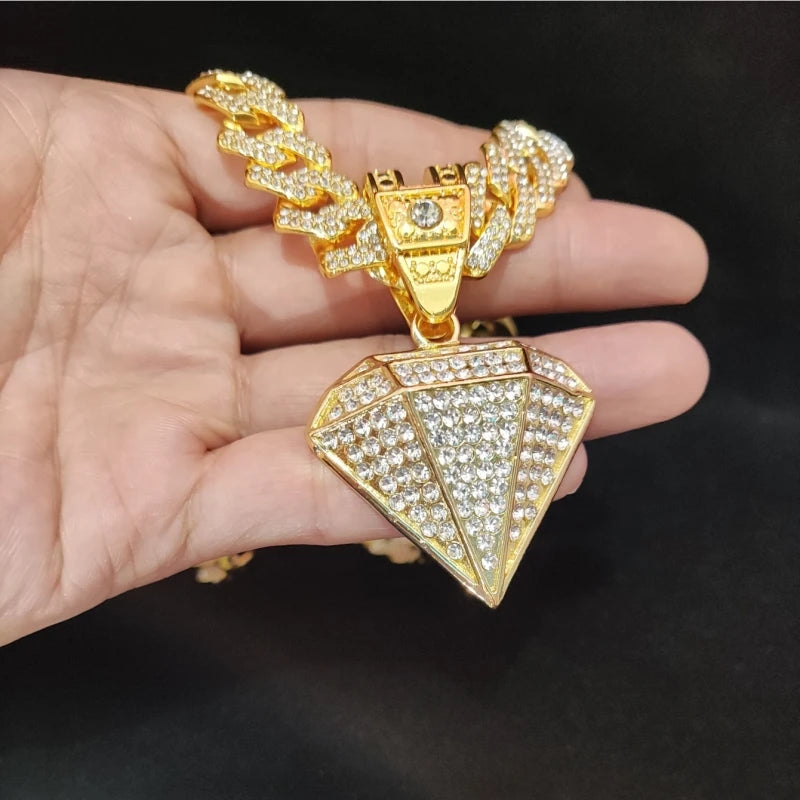 Masculino feminino hip hop cônico pingente colar com 14mm corrente cubana hiphop gelado pingentes colares moda punk jóias presentes