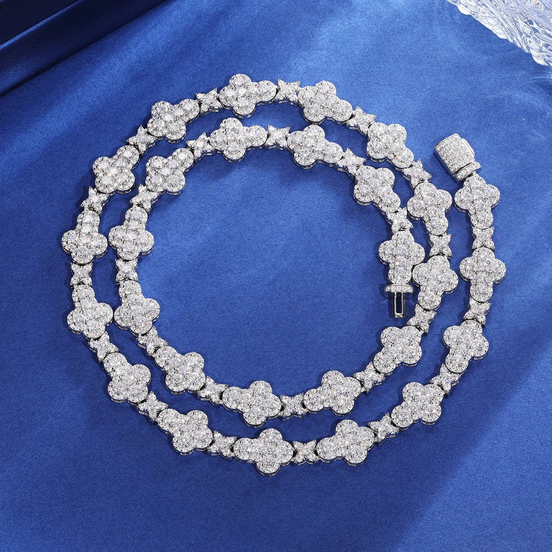 925 prata esterlina estrela redonda moissanite tênis corrente colar para mulheres novo design gelado para fora hip hop jóias finas para o natal