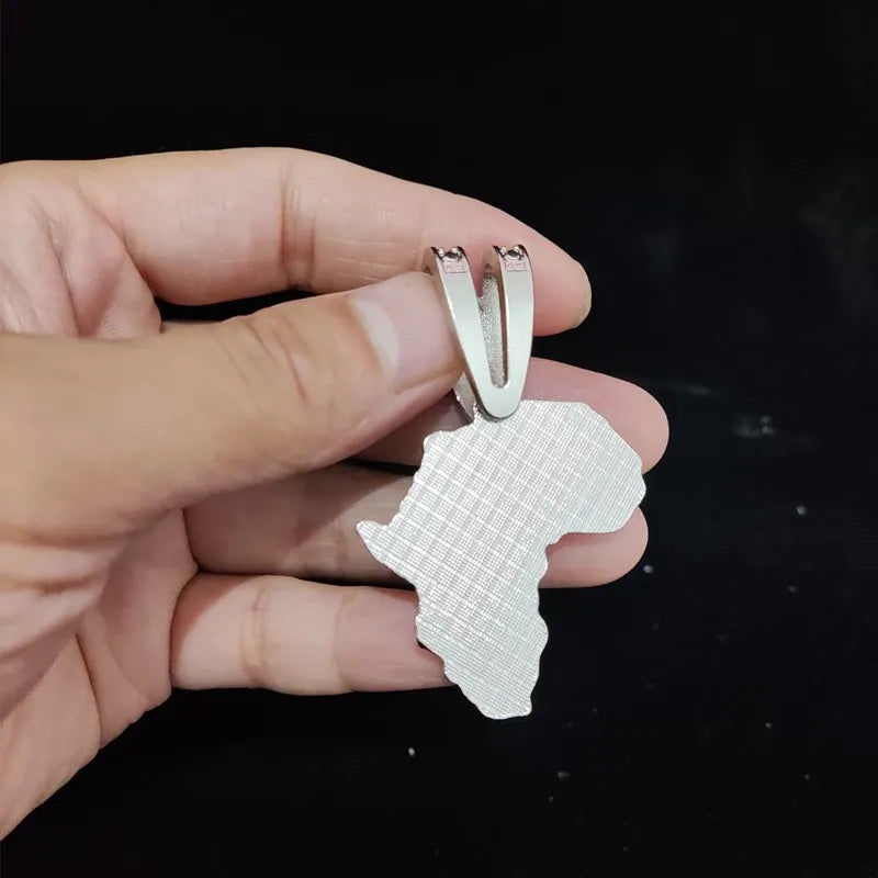 Masculino feminino hip hop gelado bling mapa da áfrica pingente colar com 13mm corrente cubana hiphop colares moda charme jóias