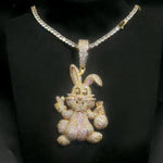 Aokaishen-Prong Coelho Colar Pingente Para Mulheres, Real Cobre, Iced Out Charme, Jóias Hip Hop, Zircônia Cúbica