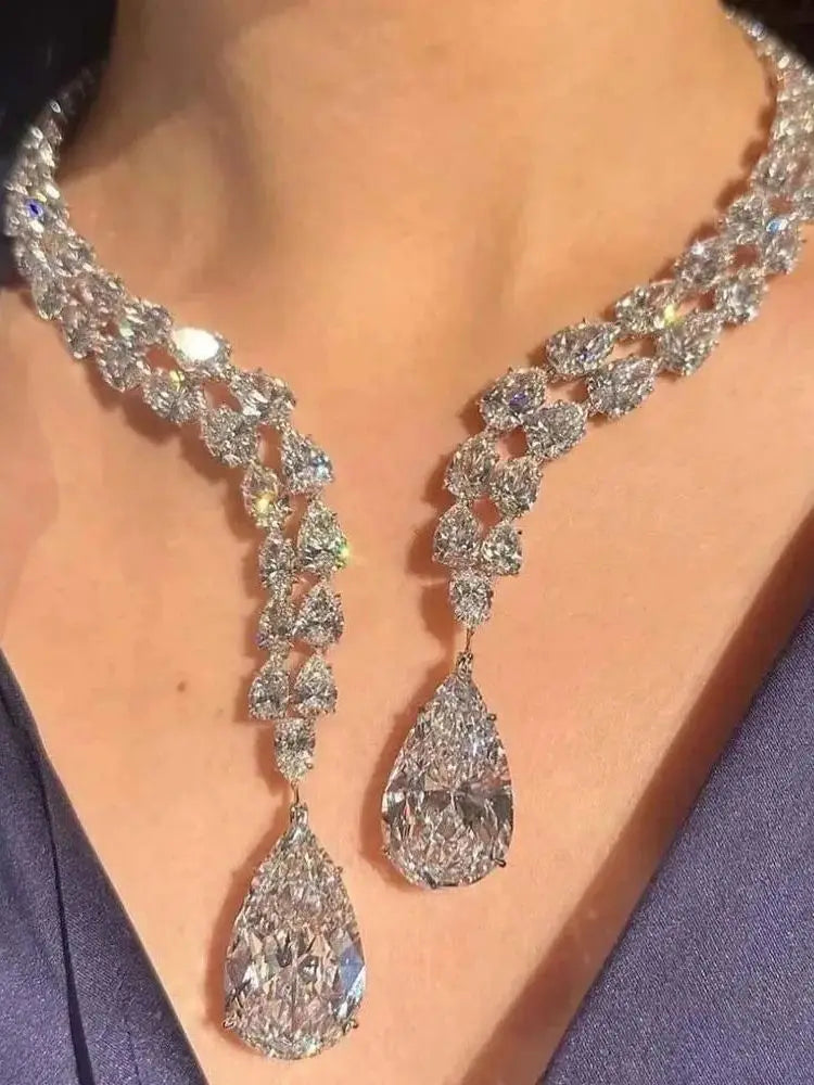 Venda quente gota de água multifuncional luxo zircão colar feminino na europa e américa