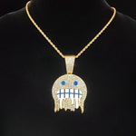 Hip Hop Iced Out Bling Emoji Forma Colar de Pingente para Homens e Mulheres, 13mm Largura, Corrente Cubana, Colares Hip Hop, Jóias Charme de Moda
