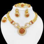 Dubai 18K banhado a ouro conjunto de jóias para mulheres, design clássico, colares, brincos, braceletes, anel, conjunto completo de jóias, tendências, 4pcs
