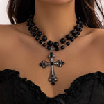 z na moda goth grande cruz pingente colar elegante encantador imitação de pérola mulher gargantilha y2k pescoço jóias acessórios