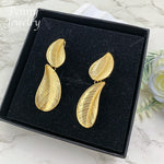 Conjunto de joias banhadas a ouro em formato de folha, 4 peças, para mulheres, colar, brincos, pulseira, anel, festa de casamento, presentes de aniversário