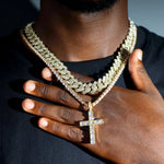 2 pçs punk cristal cruz ankh tênis corrente iced out prong cubana link corrente colar para homens mulheres rapper colares hiphop jóias