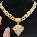 Masculino feminino hip hop cônico pingente colar com 14mm corrente cubana hiphop gelado pingentes colares moda punk jóias presentes