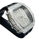 Relógio Cravejado com Pulseira de Borracha