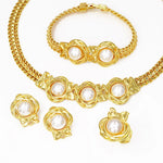 Gzjpei conjunto completo de joias de cor dourada 18k, anel de concha grande, corrente cubana, colar, pulseira para mulheres, joias africanas dubai