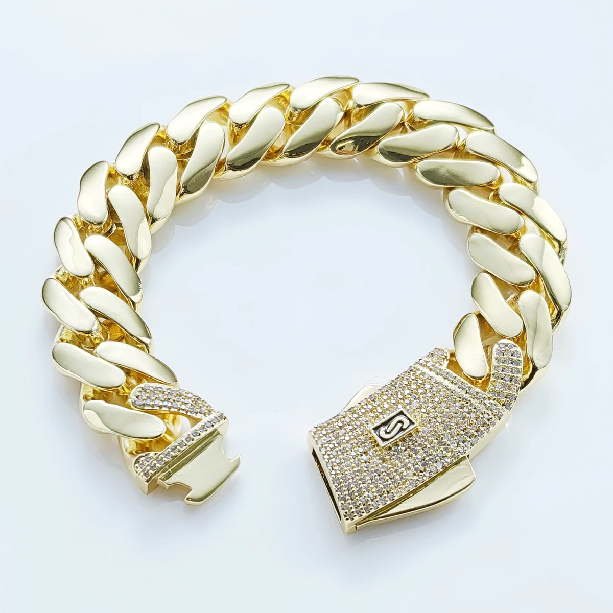 Hhiok venda quente monaco 14k banhado a ouro corrente masculina com fecho gelado colar miami 12/15/20mm corrente de ligação cubana de latão para homens