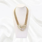 Hip hop cristal duplo leopardo cabeça pingente com dupla corrente cubana colar moda pantera jóias para homens mulheres festa wear