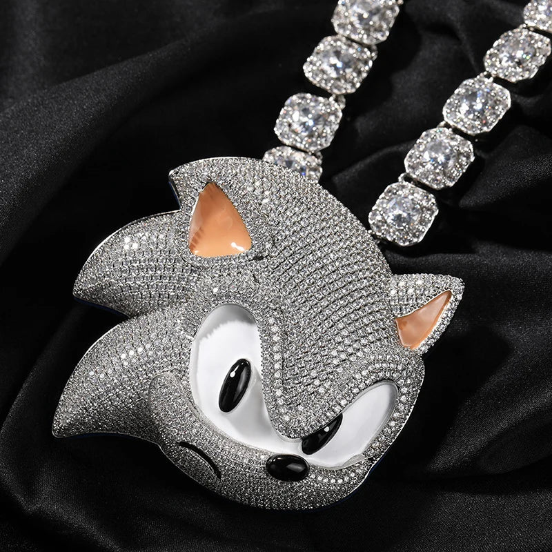 Hip hop 3a + cz pedra pavimentada bling gelado para fora luminoso personagens dos desenhos animados pingente colar para homens rapper clube jóias