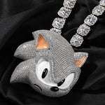 Hip hop 3a + cz pedra pavimentada bling gelado para fora luminoso personagens dos desenhos animados pingente colar para homens rapper clube jóias