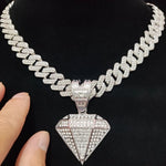 Masculino feminino hip hop cônico pingente colar com 14mm corrente cubana hiphop gelado pingentes colares moda punk jóias presentes