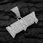 Colar com pingente de letra de dinheiro de hip-hop gelado - corrente grande de strass de liga, joias de declaração em negrito